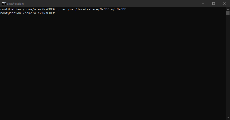 Running 'cp -r /usr/local/share/NsCDE ~/.NsCDE'